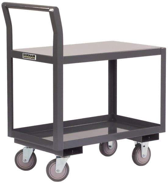 Durham - 2,000 Lb Capacity, 24-1/4" Wide x 39" Long x 38-3/4" High Standard Utility Cart - 2 Shelf, Steel - Caliber Tooling