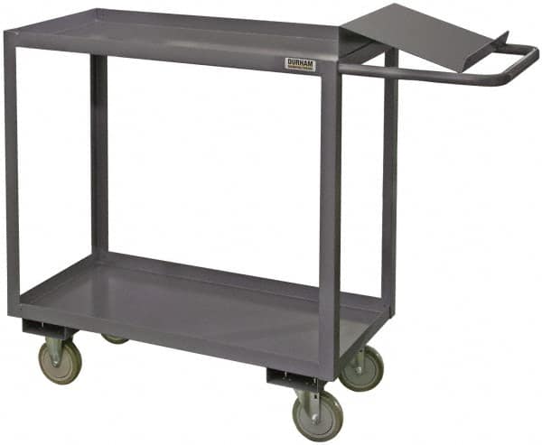 Durham - 1,200 Lb Capacity, 18" Wide x 36" Long x 37-5/8" High Order Picking Cart - 2 Shelf, Steel - Caliber Tooling