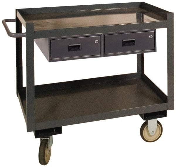 Durham - 1,200 Lb Capacity, 30" Wide x 36" Long x 37-5/8" High Standard Utility Cart - 2 Shelf, Steel - Caliber Tooling