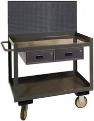 Durham - 1,200 Lb Capacity, 30" Wide x 36" Long x 54-7/8" High Heavy Duty Service Cart - 2 Shelf, Steel - Caliber Tooling