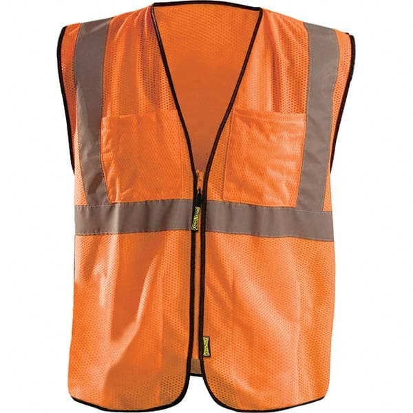 OccuNomix - Size 4X/5X L HI-Vis Orange Mesh Surveyor's High Visibility Vest - Caliber Tooling