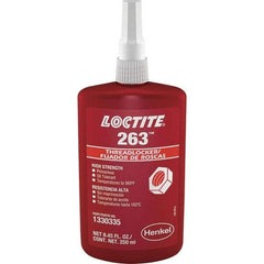 Loctite - 250 mL Bottle, Red, High Strength Liquid Threadlocker - Series 263, 24 hr Full Cure Time, Hand Tool, Heat Removal - Caliber Tooling