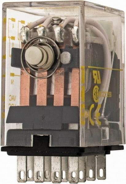 Square D - 2/3 hp at 120/240 Volt, Electromechanical Plug-in General Purpose Relay - 5 Amp at 240 VAC, 4PDT, 120 VAC at 50/60 Hz - Caliber Tooling