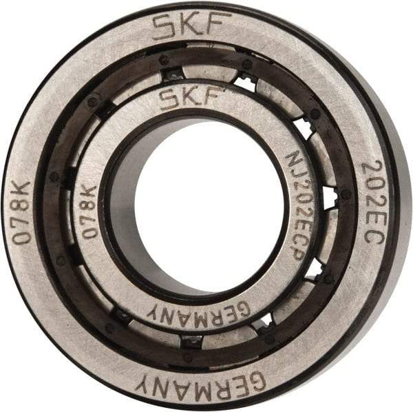 SKF - 15mm Bore Diam, 35mm Outside Diam, 11mm Wide Cylindrical Roller Bearing - 12,500 N Dynamic Capacity, 10,200 Lbs. Static Capacity - Caliber Tooling