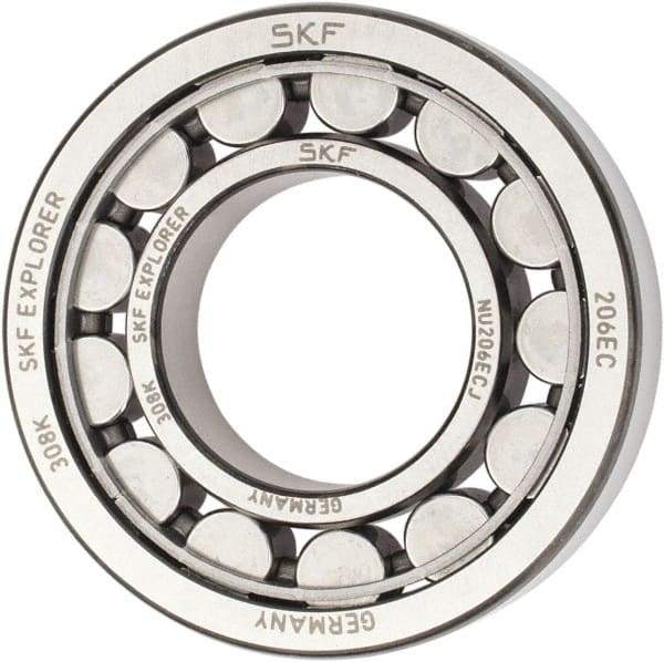 SKF - 30mm Bore Diam, 62mm Outside Diam, 16mm Wide Cylindrical Roller Bearing - 38,000 N Dynamic Capacity, 36,500 Lbs. Static Capacity - Caliber Tooling