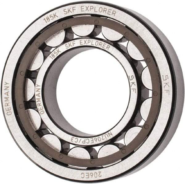 SKF - 30mm Bore Diam, 62mm Outside Diam, 16mm Wide Cylindrical Roller Bearing - 38,000 N Dynamic Capacity, 36,500 Lbs. Static Capacity - Caliber Tooling