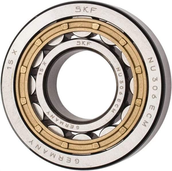 SKF - 30mm Bore Diam, 72mm Outside Diam, 19mm Wide Cylindrical Roller Bearing - 51,200 N Dynamic Capacity, 48,000 Lbs. Static Capacity - Caliber Tooling