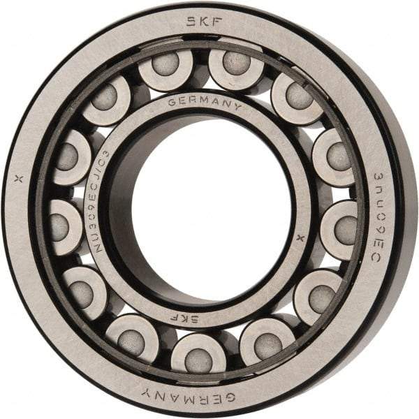 SKF - 45mm Bore Diam, 100mm Outside Diam, 25mm Wide Cylindrical Roller Bearing - 99,000 N Dynamic Capacity, 100,000 Lbs. Static Capacity - Caliber Tooling