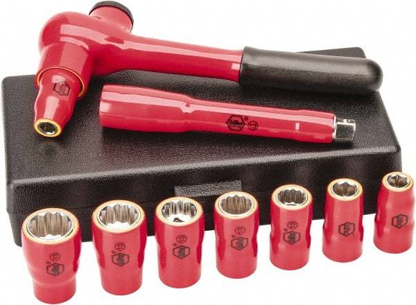 Wiha - 10 Piece 3/8" Drive Socket Set - 6 Points, 5/16" to 3/4" Range, Inch Measurement Standard - Caliber Tooling