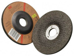 3M - 24 Grit, 7" Wheel Diam, 1/4" Wheel Thickness, 7/8" Arbor Hole, Type 27 Depressed Center Wheel - Aluminum Oxide, 8,500 Max RPM, Compatible with Angle Grinder - Caliber Tooling