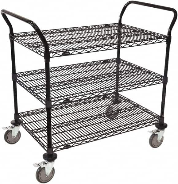 Value Collection - 800 Lb Capacity, 24" Wide x 36" Long x 39" High Wire Cart - 3 Shelf, Steel, Swivel Casters - Caliber Tooling