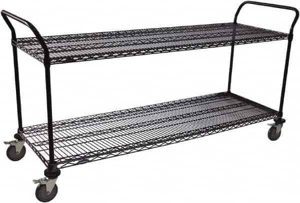 Value Collection - 800 Lb Capacity, 24" Wide x 48" Long x 39" High Wire Cart - 2 Shelf, Steel, Swivel Casters - Caliber Tooling