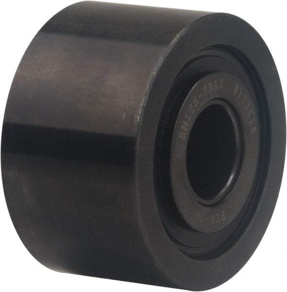 Accurate Bushing - 1-1/8" Bore, 3-1/2" Roller Diam x 2" Roller Width, Carbon Steel Plain Yoke Roller - 17,600 Lb Dynamic Load Capacity, 2-1/16" Overall Width - Caliber Tooling