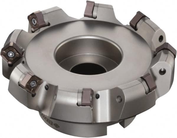 Sumitomo - 2" Cut Diam, 3/4" Arbor Hole, 6mm Max Depth of Cut, 45° Indexable Chamfer & Angle Face Mill - 5 Inserts, ONMT 05T6\xB6SNMT 13T6\xB6XNET 13T6 Insert, Right Hand Cut, Through Coolant, Series DualMill - Caliber Tooling