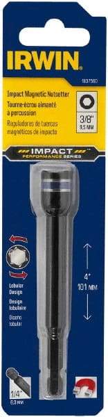 Irwin - 3/8" Magnetic Nutsetter - 1/4" Hex Drive, 4" OAL, 9/16" Socket Nose Diam - Caliber Tooling