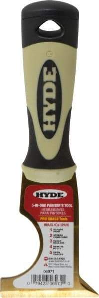 Hyde Tools - 2-1/2" Wide Brass Multi-Purpose Knife - Stiff, Cushioned Grip Polypropylene Handle, 8" OAL - Caliber Tooling