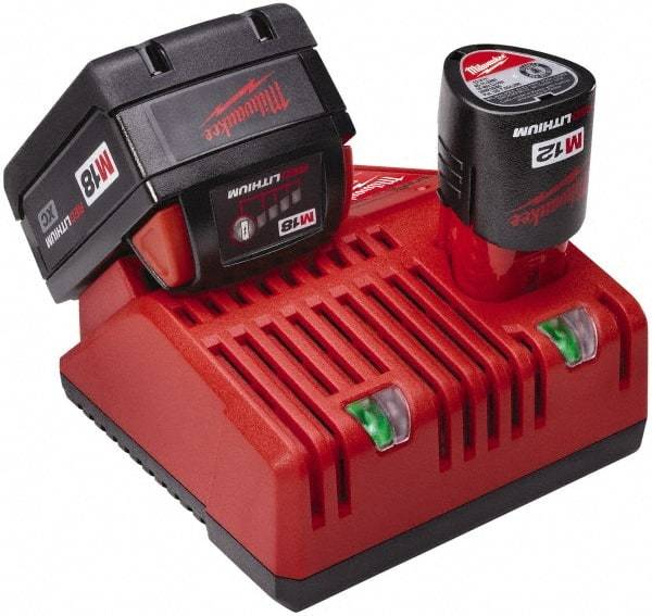 Milwaukee Tool - 12/18 Volt, 2 Battery Power Tool Lithium-Ion Battery Charger - M12 and M18 Not Included - Caliber Tooling