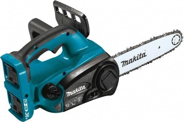 Makita - 36 Volt, 1650 Ft/min, Battery Powered Chainsaw - 12" Guide Bar Length, 3/8" Chain Pitch - Caliber Tooling