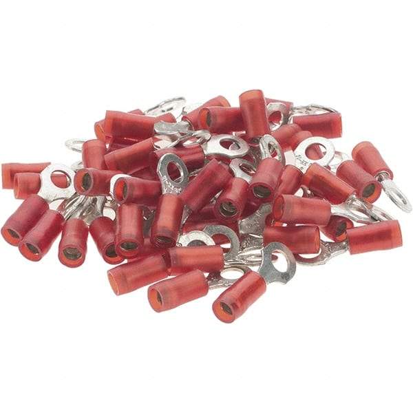 Value Collection - 22-18 AWG Partially Insulated Crimp Connection D Shaped Ring Terminal - #8 Stud, Tin Plated Copper Contact - Caliber Tooling