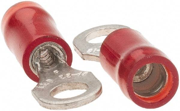 Value Collection - 22-18 AWG Partially Insulated Crimp Connection D Shaped Ring Terminal - #6 Stud, Tin Plated Copper Contact - Caliber Tooling