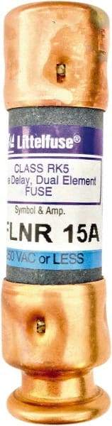 Value Collection - 125 VDC, 250 VAC, 15 Amp, Time Delay General Purpose Fuse - 2" OAL, 200 kA Rating, 9/16" Diam - Caliber Tooling