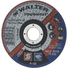 Value Collection - 4-1/2" 30 Grit Aluminum Oxide Cutoff Wheel - 3/32" Thick, 7/8" Arbor, 13,300 Max RPM - Caliber Tooling