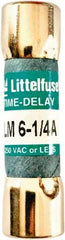 Value Collection - 250 VAC, 6.25 Amp, Time Delay Plug Fuse - 1-1/2" OAL, 10 at AC kA Rating, 13/32" Diam - Caliber Tooling