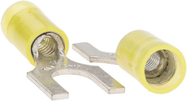 Value Collection - 1/4" Stud, 12 to 10 AWG Compatible, Partially Insulated, Crimp Connection, Standard Fork Terminal - Caliber Tooling