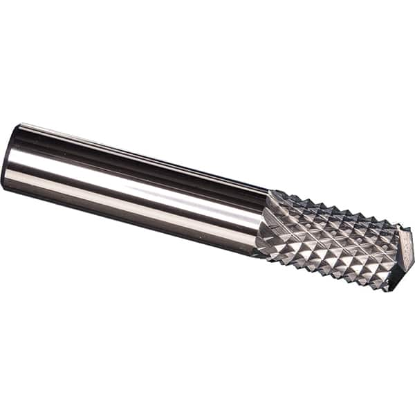 Made in USA - 1/4" Diam, 1" LOC, Drill Point End, Solid Carbide Diamond Pattern Router Bit - Right Hand Cut, 2-1/2" OAL, 1/4" Shank Diam, Use on Carbon & Honeycomb, Carbon Fiber, Composite, Fiberglass, Graphite - Caliber Tooling