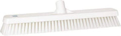 Vikan - 1.8" Bristle Length, Polyester Scrub Brush - 18" Long x 2-1/2" Wide Head, 19" OAL, European Threaded Handle, White, Polypropylene Block - Caliber Tooling