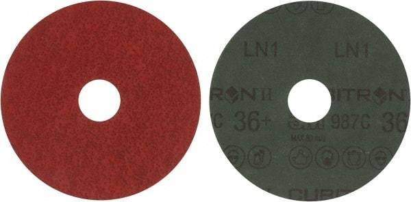 3M - 4-1/2" Diam 7/8" Hole 36+ Grit Fiber Disc - Very Coarse Grade, Ceramic, 13,300 Max RPM, Series 987C - Caliber Tooling