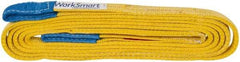 Value Collection - 16' Long x 1" Wide, 3,200 Lb Vertical Capacity, 2 Ply, Polyester Web Sling - 2,500 Lb Choker Capacity, with Eye & Eye (Flat) - Caliber Tooling