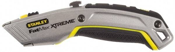 Stanley - Retractable Utility Knife - 2-7/16" Blade, Yellow, Silver & Black Zinc Handle, 4 Blades Included - Caliber Tooling