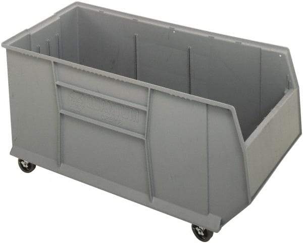 Quantum Storage - 175 Lb. Load Capacity, 41-7/8" Deep, Gray Polypropylene Hopper Stacking Bin - 17-1/2" High x 16-1/2" Wide x 41-7/8" Long - Caliber Tooling