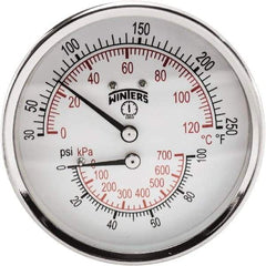 Winters - 3" Dial, 1/2 Thread, 0-100 Scale Range, Pressure Gauge - Center Back Connection Mount, Accurate to 0.03% of Scale - Caliber Tooling