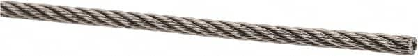 Value Collection - 1' Long, 3/32" Diam, Aircraft Cable - 700 Lb Breaking Strength, Material Grade 316, 7 x 7 Strand Core - Caliber Tooling