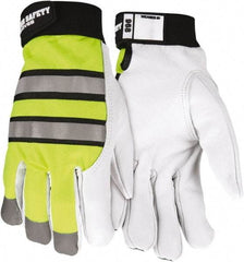 MCR Safety - Size S Goatskin General Protection Work Gloves - For Work & Driver, Uncoated, Hook & Loop Cuff, White/Yellow/Black, Paired - Caliber Tooling