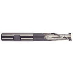 3/8 Dia. x 3-5/16 Overall Length 2-Flute Square End High Speed Steel SE End Mill-Round Shank-Extension -TiN - Caliber Tooling