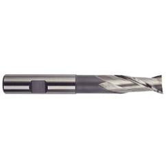 3/8 Dia. x 3-5/16 Overall Length 2-Flute Square End High Speed Steel SE End Mill-Round Shank-Center Cut-Uncoated - Caliber Tooling