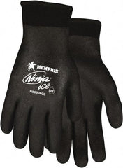 MCR Safety - Size L Work Gloves - Knit Wrist Cuff, Black Polymer, Shell, White Logo, Hem, Paired - Caliber Tooling