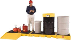 UltraTech - 121 Gal Sump, 7,500 Lb Capacity, 5 Drum, Polyethylene Spill Deck or Pallet - 129-3/4" Long x 5-3/4" Wide x 26" High, Low Profile, Inline Drum Configuration - Caliber Tooling