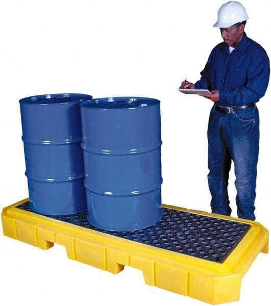 UltraTech - 66 Gal Sump, 4,500 Lb Capacity, 3 Drum, Polyethylene Spill Deck or Pallet - 76" Long x 27" Wide x 9" High, Liftable Fork, Low Profile, Inline Drum Configuration - Caliber Tooling