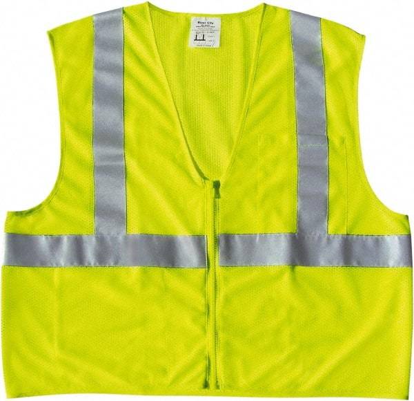 MCR Safety - Size M High Visibility Lime Mesh General Purpose Vest - 24" Chest, ANSI 107-2015, Zipper Closure, 2 Pockets, Polyester - Caliber Tooling