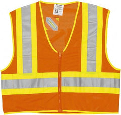 MCR Safety - Size XL High Visibility Orange General Purpose Vest - 25.4" Chest, ANSI 107-2015, Zipper Closure, 2 Pockets, Polyester - Caliber Tooling