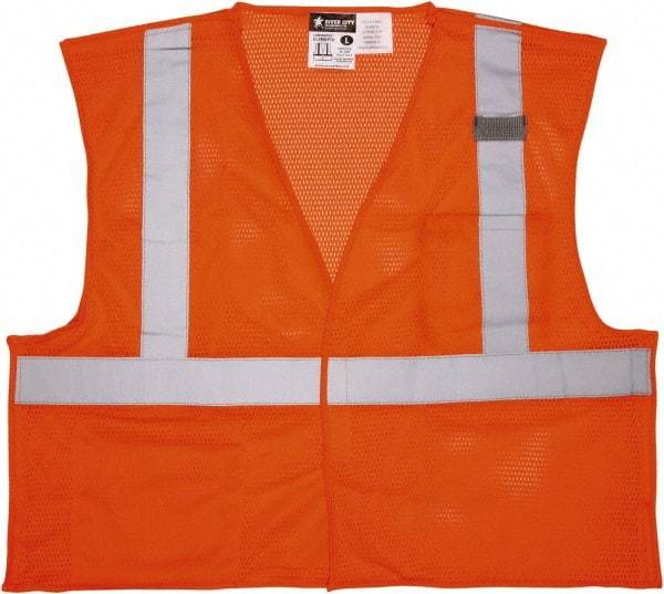 MCR Safety - Size 2XL Flame Resistant/Retardant Orange Mesh Breakaway Vest - 26.4" Chest, ANSI 107-2015, Hook & Loop Closure, 2 Pockets, Polyester - Caliber Tooling