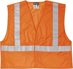 MCR Safety - Size XL High Visibility Orange Mesh Breakaway Vest - 25.4" Chest, ANSI 107-2015, Hook & Loop Closure, 3 Pockets, Polyester - Caliber Tooling