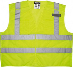 MCR Safety - Size 2XL High Visibility Lime Mesh Breakaway Vest - 26.4" Chest, ANSI 107-2015, Hook & Loop Closure, 3 Pockets, Polyester - Caliber Tooling