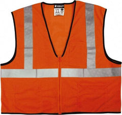 MCR Safety - Size 3XL High Visibility Orange Mesh General Purpose Vest - 27.4" Chest, ANSI 107-2015, Zipper Closure, 3 Pockets, Polyester - Caliber Tooling