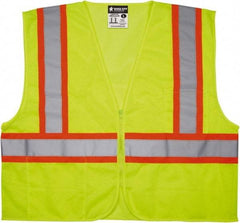 MCR Safety - Size 4XL Flame Resistant/Retardant Lime General Purpose Vest - 28.4" Chest, ANSI 107-2015, Zipper Closure, 2 Pockets, Polyester - Caliber Tooling