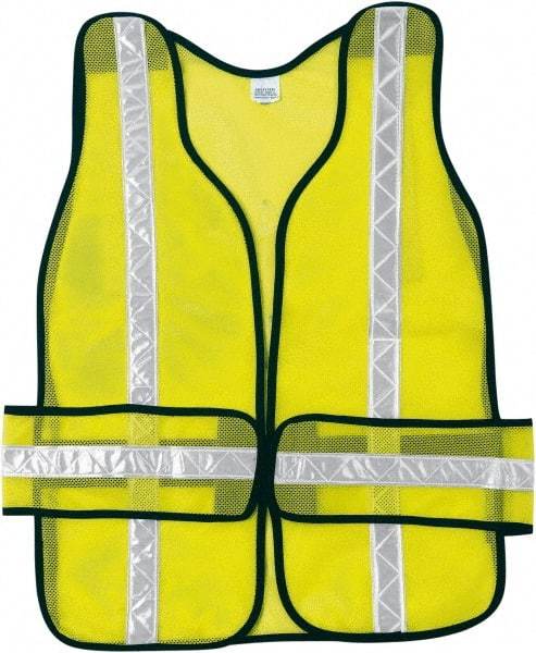 MCR Safety - One Size Fits Most High Visibility Lime Mesh Breakaway Vest - 38" Chest, Hook & Loop Closure, Polyester - Caliber Tooling